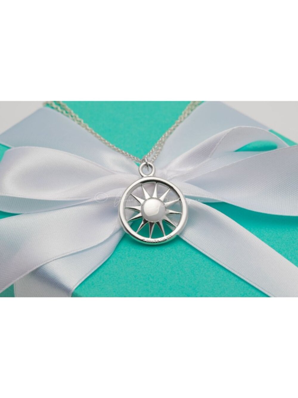 Tiffany & Co. *RARE* Sun Circle Necklace Double Chain Pendant Silver 16" Chain - Picture 2 of 7